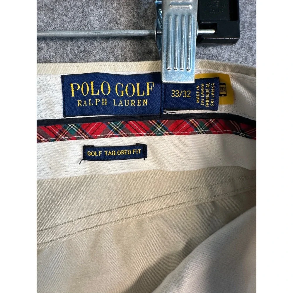 Polo Golf‎ Ralph Lauren Mens Khaki Tan Tailored Fit Stretch Chino Pants 33/32